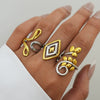 Wholesale Geometric Line Stainless Steel Open Ring With Vacuum Real Gold Plating In Pvd Furnace For Women And Unisex