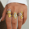 Wholesale Geometric Line Stainless Steel Open Ring With Vacuum Real Gold Plating In Pvd Furnace For Women And Unisex