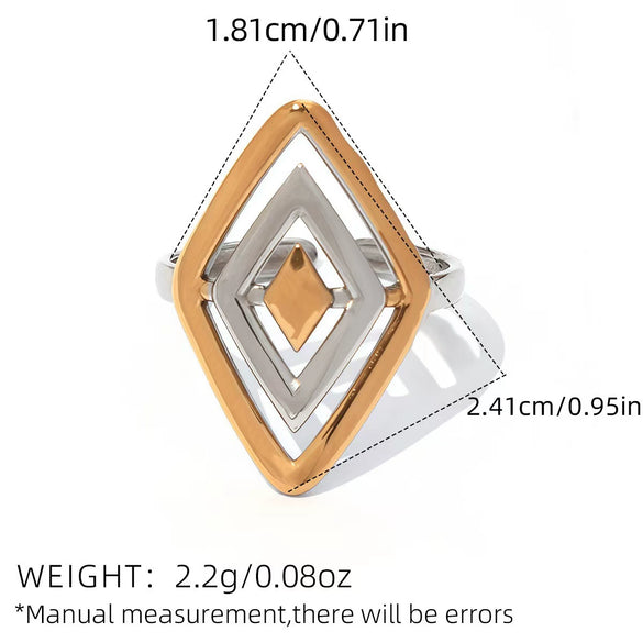 Wholesale Geometric Line Stainless Steel Open Ring With Vacuum Real Gold Plating In Pvd Furnace For Women And Unisex