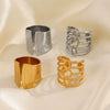 Wholesale Geometric Line Stainless Steel Ring For Women With Ins Style And 18K Gold Plated Electroplating