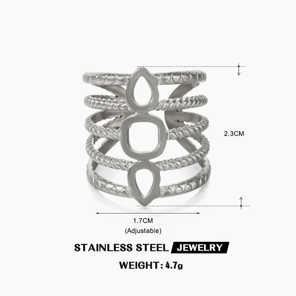 Wholesale Geometric Line Stainless Steel Ring For Women With Ins Style And 18K Gold Plated Electroplating