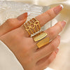 Wholesale Geometric Line Stainless Steel Ring For Women With Ins Style And 18K Gold Plated Electroplating