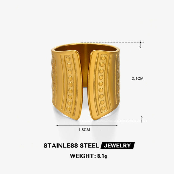 Wholesale Geometric Line Stainless Steel Ring For Women With Ins Style And 18K Gold Plated Electroplating