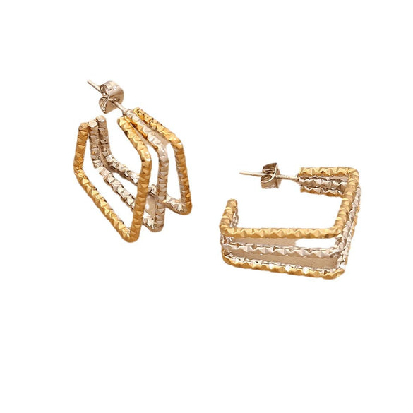 Wholesale Geometric Linear Stainless Steel Earrings With Electroplating For Women