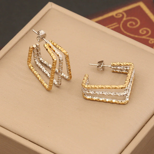 Wholesale Geometric Linear Stainless Steel Earrings With Electroplating For Women