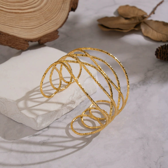 Wholesale Geometric Lines Cross Hollow Opening Stainless Steel Electroplated Bracelet Jewelry For Girls