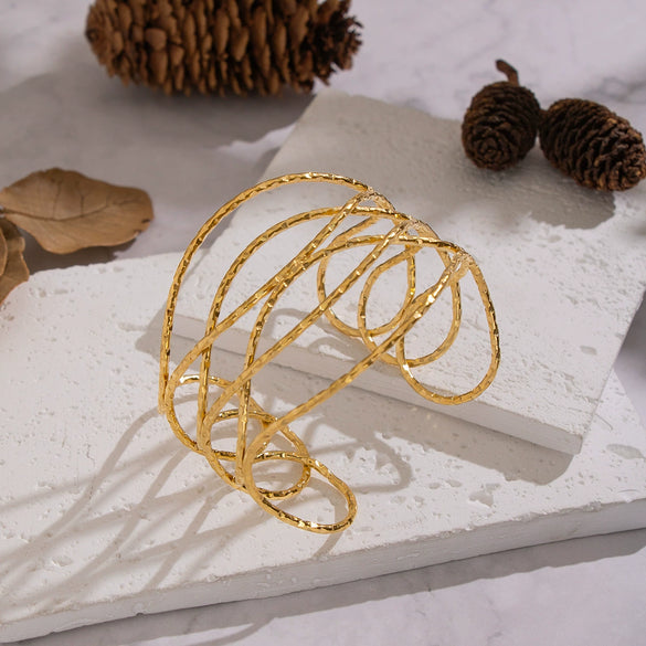 Wholesale Geometric Lines Cross Hollow Opening Stainless Steel Electroplated Bracelet Jewelry For Girls