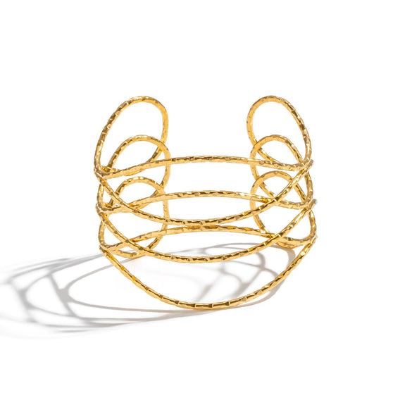 Wholesale Geometric Lines Cross Hollow Opening Stainless Steel Electroplated Bracelet Jewelry For Girls