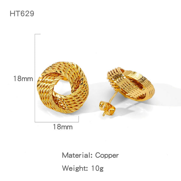 Wholesale Geometric Lines Design Copper Electroplated Women's Earrings