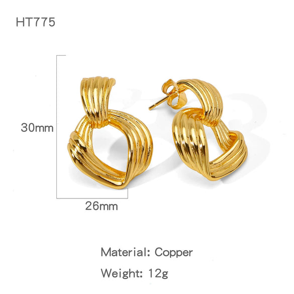 Wholesale Geometric Lines Design Copper Electroplated Women's Earrings