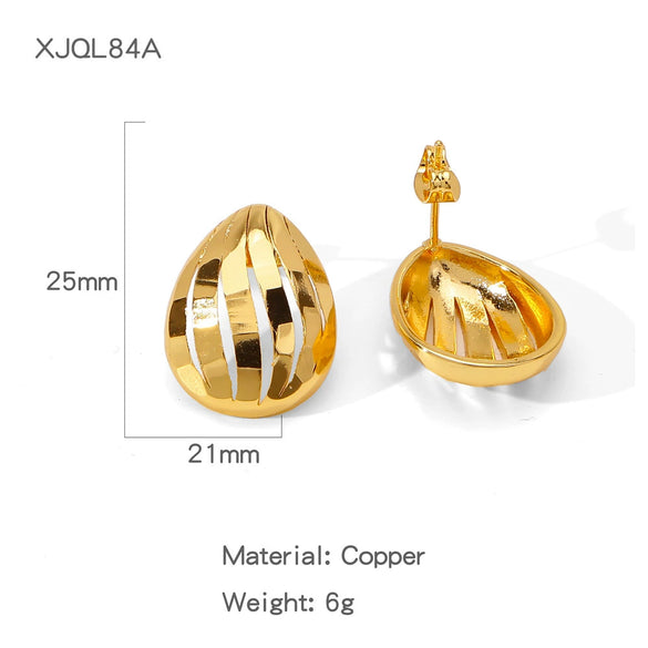 Wholesale Geometric Lines Design Copper Electroplated Women's Earrings