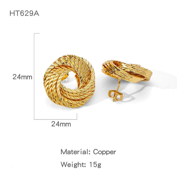 Wholesale Geometric Lines Design Copper Electroplated Women's Earrings