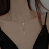 Wholesale Geometric Long Double Layer Round Flash Diamond Necklace For Women Alloy Material With Electroplating Process Simple And Fashionable