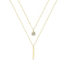 Wholesale Geometric Long Double Layer Round Flash Diamond Necklace For Women Alloy Material With Electroplating Process Simple And Fashionable