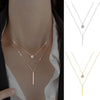 Wholesale Geometric Long Double Layer Round Flash Diamond Necklace For Women Alloy Material With Electroplating Process Simple And Fashionable
