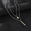 Wholesale Geometric Long Double Layer Round Flash Diamond Necklace For Women Alloy Material With Electroplating Process Simple And Fashionable