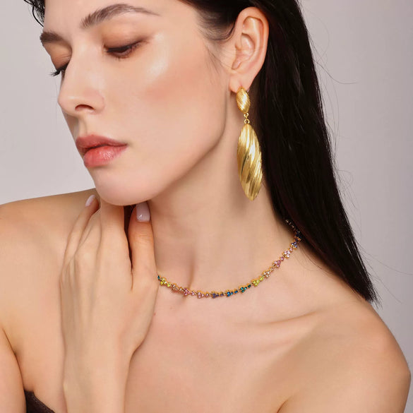 Wholesale Geometric Long Drop Stainless Steel Pvd Plated Women's Earrings