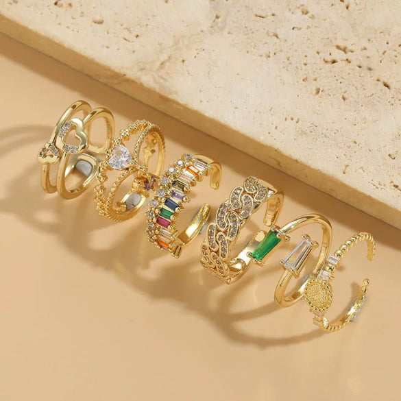 Wholesale Geometric Love Copper Ring With Electroplating For Women