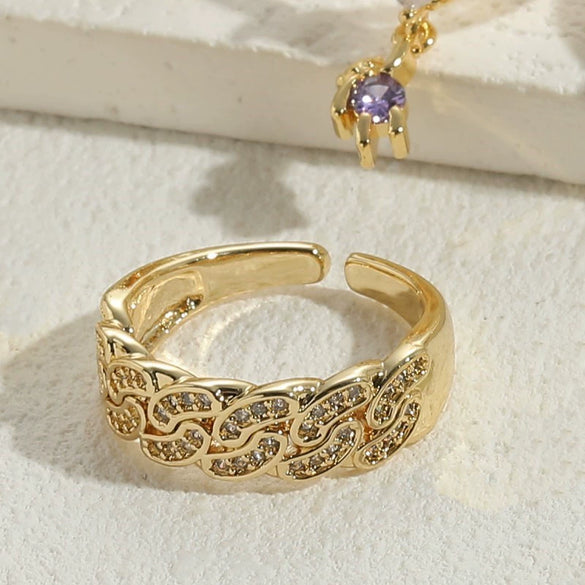 Wholesale Geometric Love Copper Ring With Electroplating For Women