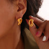 Wholesale Geometric Love Line Twist Design 316L Stainless Steel Gold Plated Hollow Earrings For Women