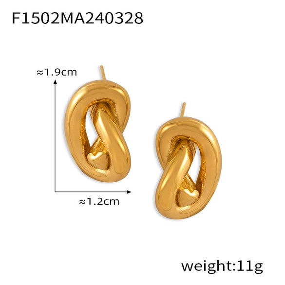 Wholesale Geometric Love Line Twist Design 316L Stainless Steel Gold Plated Hollow Earrings For Women