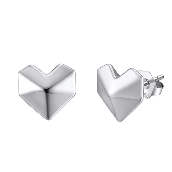 Wholesale Geometric Love Smooth 925 Sterling Silver Electroplated Women's Earrings