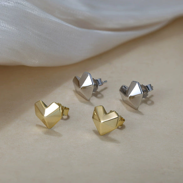 Wholesale Geometric Love Smooth 925 Sterling Silver Electroplated Women's Earrings