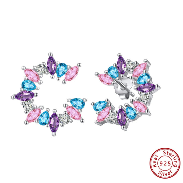 Wholesale Geometric Love Zircon Earrings S925 Silver Electroplated Jewelry