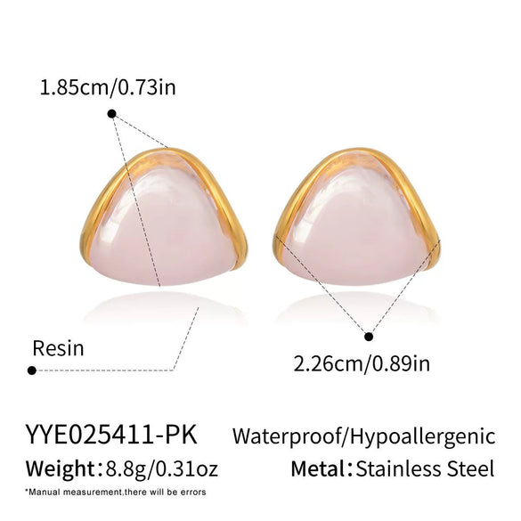 Wholesale Geometric Maillard Coffeecolored Curved Resin And Stainless Steel Earrings With Pvd Furnace Vacuum Real Gold Plating For Women