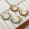 Wholesale Geometric Maillard Style Cshaped Natural Stone Earrings With 925 Silver Needles And Electroplating For Women