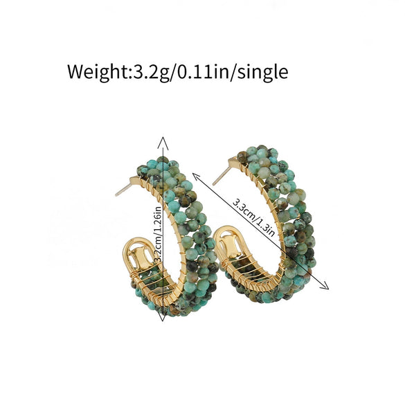 Wholesale Geometric Maillard Style Cshaped Natural Stone Earrings With 925 Silver Needles And Electroplating For Women