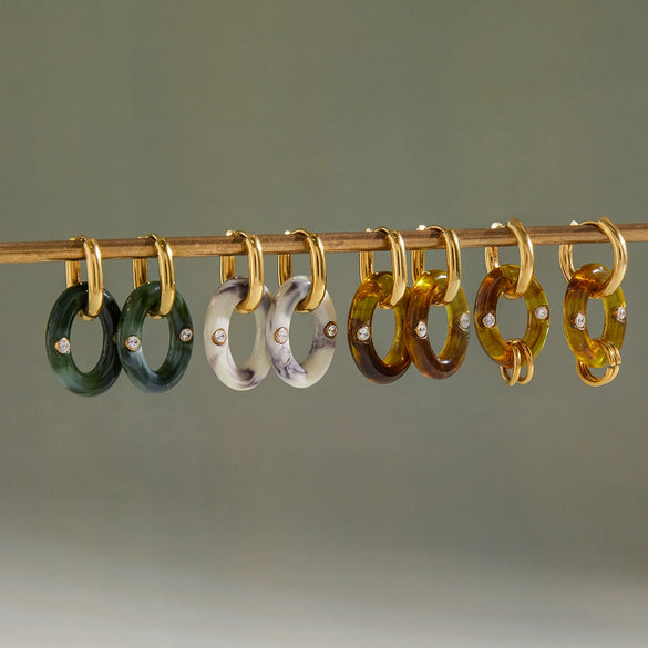 Wholesale Geometric Maillard Style Electroplated Stainless Steel Double Hoop Earrings For Women