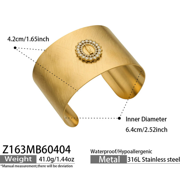 Wholesale Geometric Matte Texture Electroplated Stainless Steel Bracelet Set With Full Zircon Cross For Women