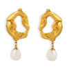 Wholesale Geometric Medieval Baroque Freshwater Pearl And Stainless Steel Electroplated Earrings Unisex Ins Style Minimalist