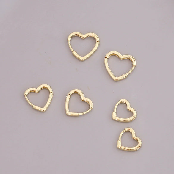 Wholesale Geometric Metal Heart Shaped 18K Gold Plated Gothic Earrings