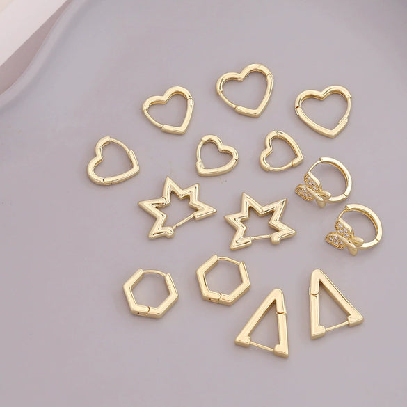 Wholesale Geometric Metal Heart Shaped 18K Gold Plated Gothic Earrings