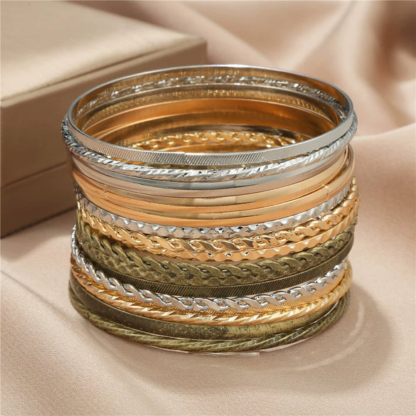 Wholesale Geometric Metal Iron Electroplated Unisex Bracelet Set