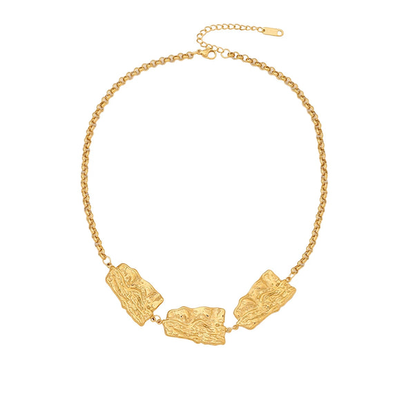 Wholesale Geometric Metal Irregular Stainless Steel Necklace With O Shaped Chain And Electroplating Treatment For Women