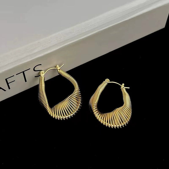 Wholesale Geometric Metal Spring Earrings For Women Copper Electroplated