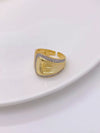 Wholesale Geometric Microinlaid Zircon Adjustable Opening Ring Copper Plated 18K Gold Fashion Jewelry
