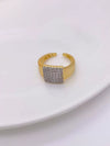 Wholesale Geometric Microinlaid Zircon Adjustable Opening Ring Copper Plated 18K Gold Fashion Jewelry