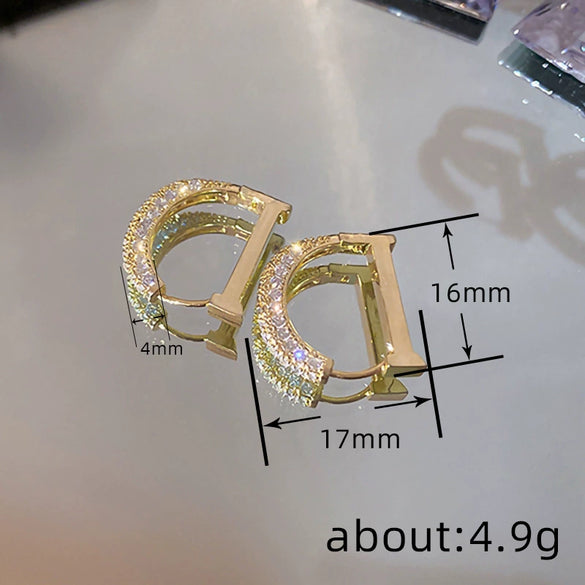 Wholesale Geometric Minimalist Copper Earrings Inlaid With Zircon For Women