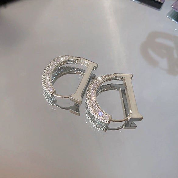 Wholesale Geometric Minimalist Copper Earrings Inlaid With Zircon For Women