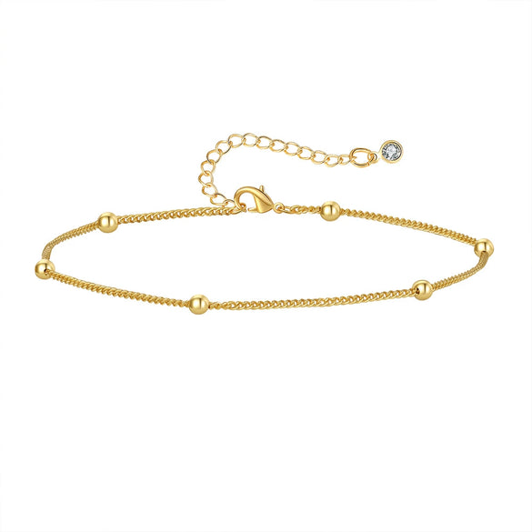 Wholesale Geometric Minimalist Copper Real Gold Plated Anklet For Women