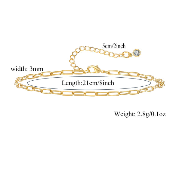 Wholesale Geometric Minimalist Copper Real Gold Plated Anklet For Women