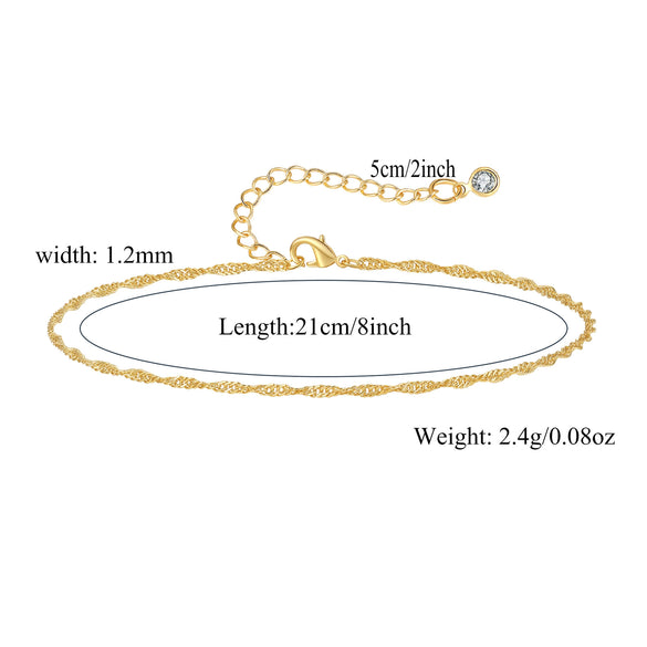 Wholesale Geometric Minimalist Copper Real Gold Plated Anklet For Women