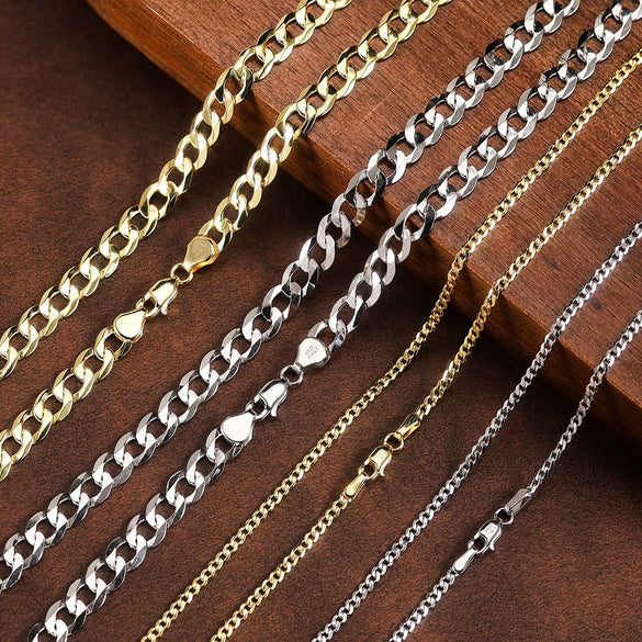 Wholesale Geometric Minimalist Goldplated 925 Silver Side Chain Necklace For Men And Women