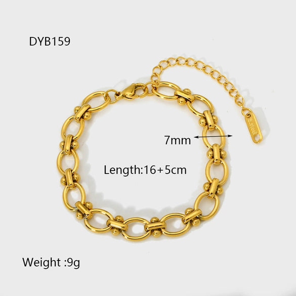 Wholesale Geometric Minimalist Oshaped Dot Stainless Steel 18K Gold Plated Handmade Bracelet For Women