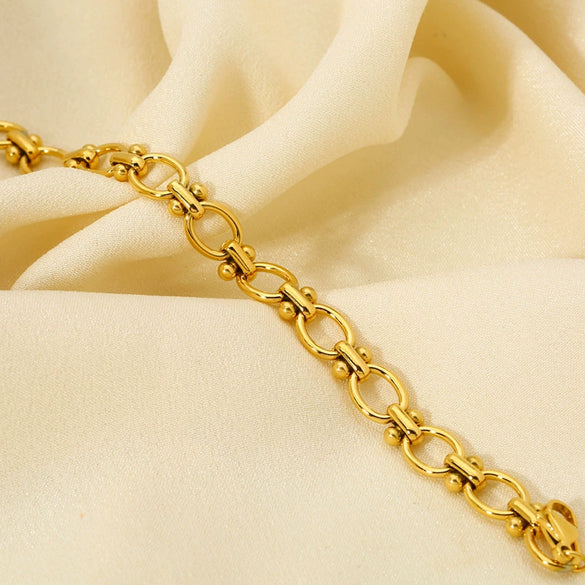 Wholesale Geometric Minimalist Oshaped Dot Stainless Steel 18K Gold Plated Handmade Bracelet For Women