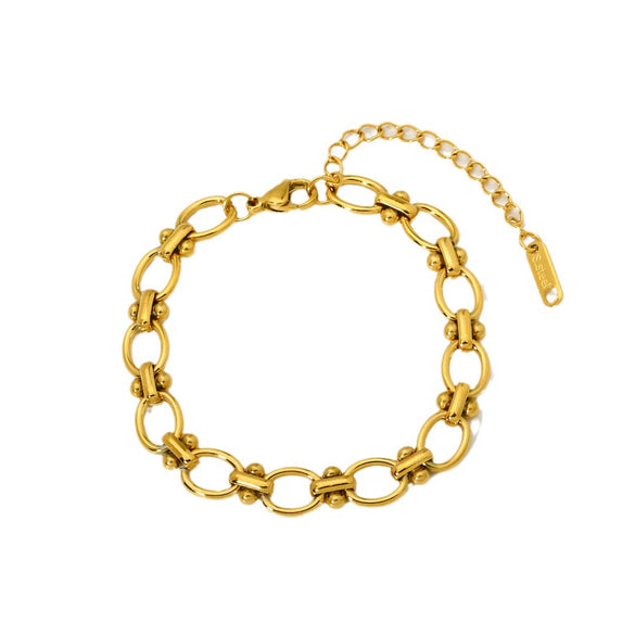 Wholesale Geometric Minimalist Oshaped Dot Stainless Steel 18K Gold Plated Handmade Bracelet For Women